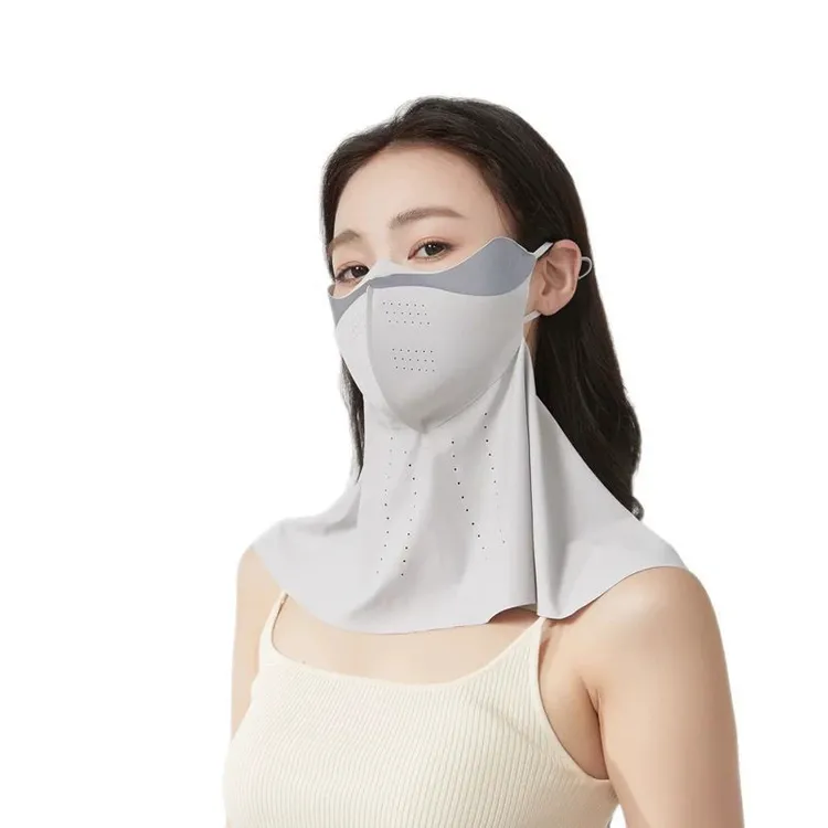 全脸透气防晒立体护颈夏纱巾面罩女2025一体无痕冰丝遮面防紫外线
