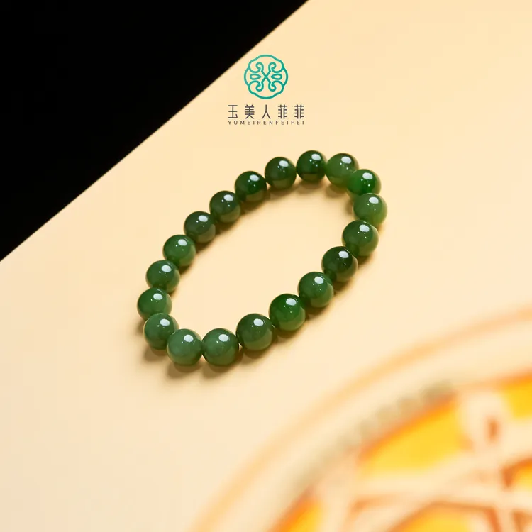 菲菲珠宝好 碧玉单圈圆珠手串约10mm