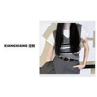 香香老板娘定制条纹假两件上衣#9223