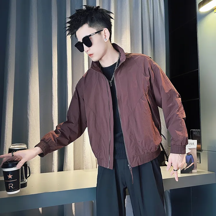 男士春秋新款外套潮牌痞帅立领夹克衫气场强大高级感男装休闲上衣