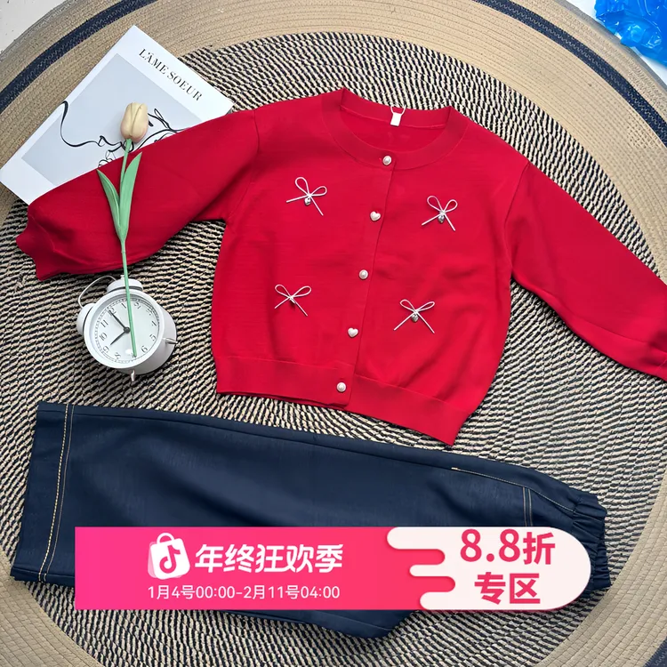 IEF【爱依服童装】2025秋季新款法式甜美洋气女童毛织外套