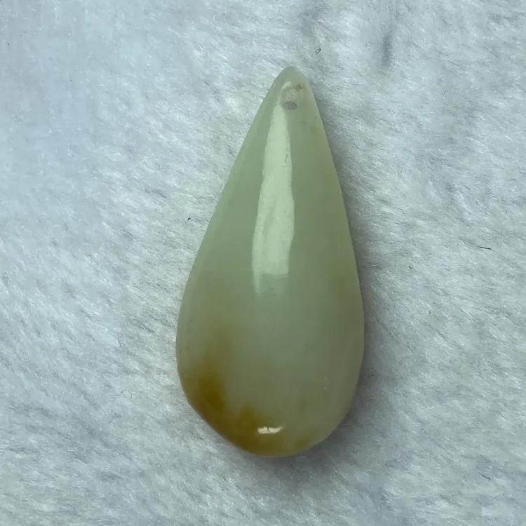黄白老玉水滴吊坠挂件