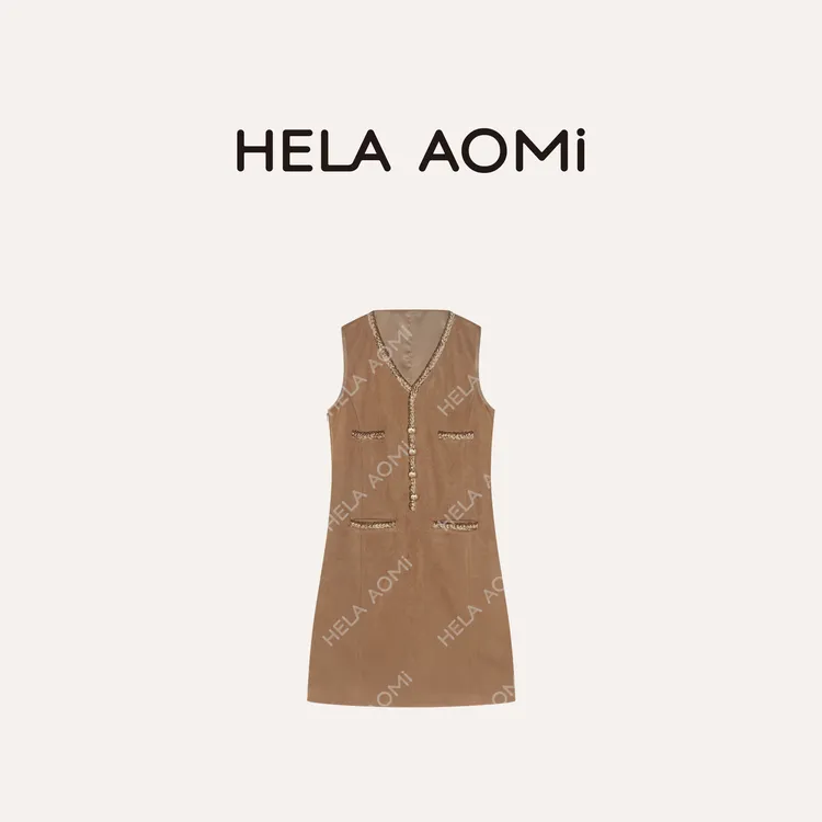 HELA AOMI“重工奢贵裙”A型裙摆包容性氛围感连衣裙CY5CN73133