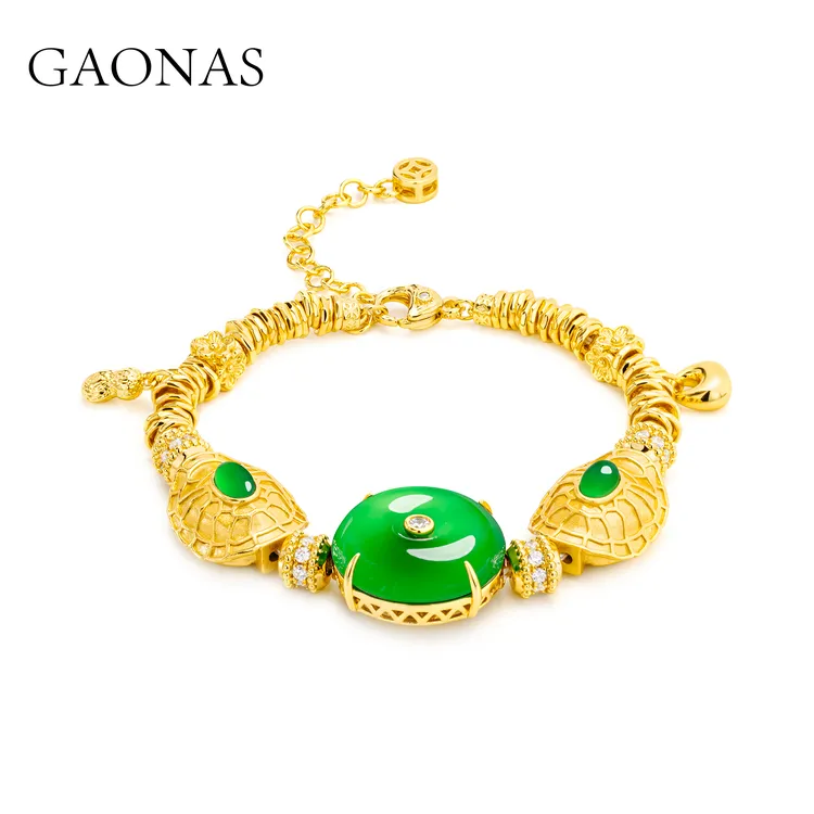 GAONAS 镀K金合成锆石手链 腰缠万贯 中式贵气金色手链11622SGO