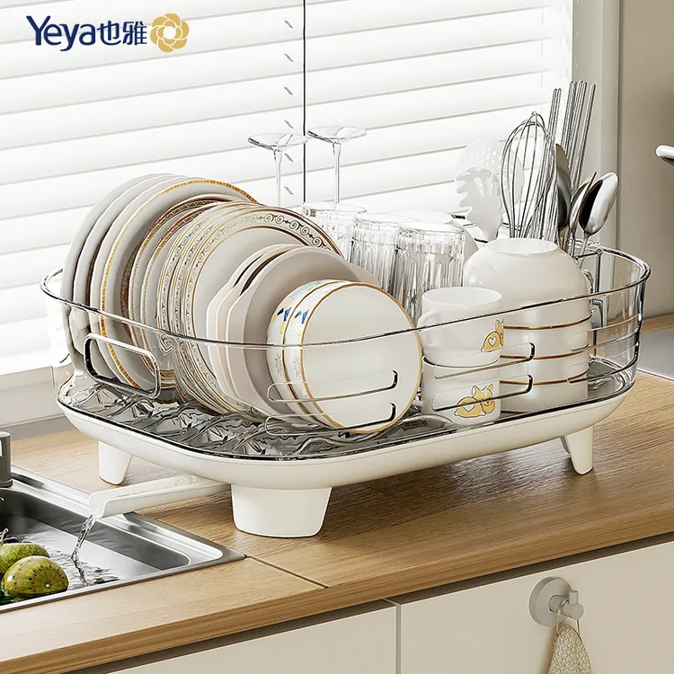 也雅珀晶轻奢碗架家用透明储物收纳架可分离沥水加大碗筷环保