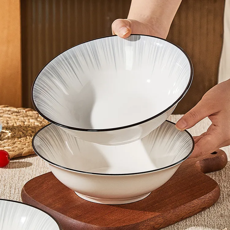 ⑤圆到手一个8寸大汤碗高温釉下彩陶瓷餐具破损联系客服补发