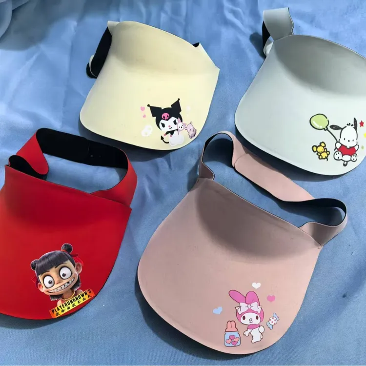 新品儿童无痕一体帽子夏季空顶帽可折叠户外高弹力遮阳帽卡通哪吒