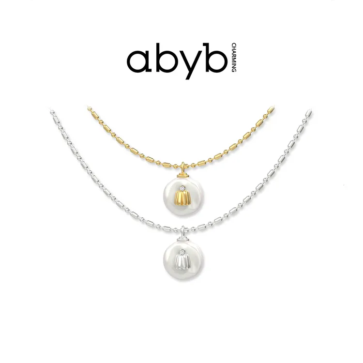 ABYBCHARMING 铜合金仿珍珠耳饰 奶油饼干耳环项链戒指琥珀琉璃风