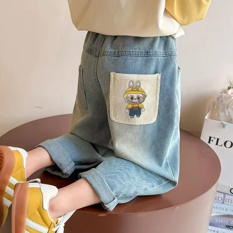 拉布布女童春秋牛仔裤2025新款儿童宽松洋气裤子宝宝休闲潮