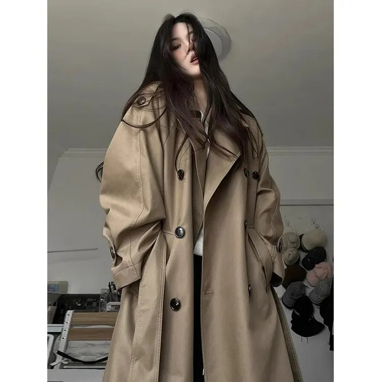 2025春秋新款中长款风衣外套女高级感巴黎旧梦高级感宽松休闲大衣