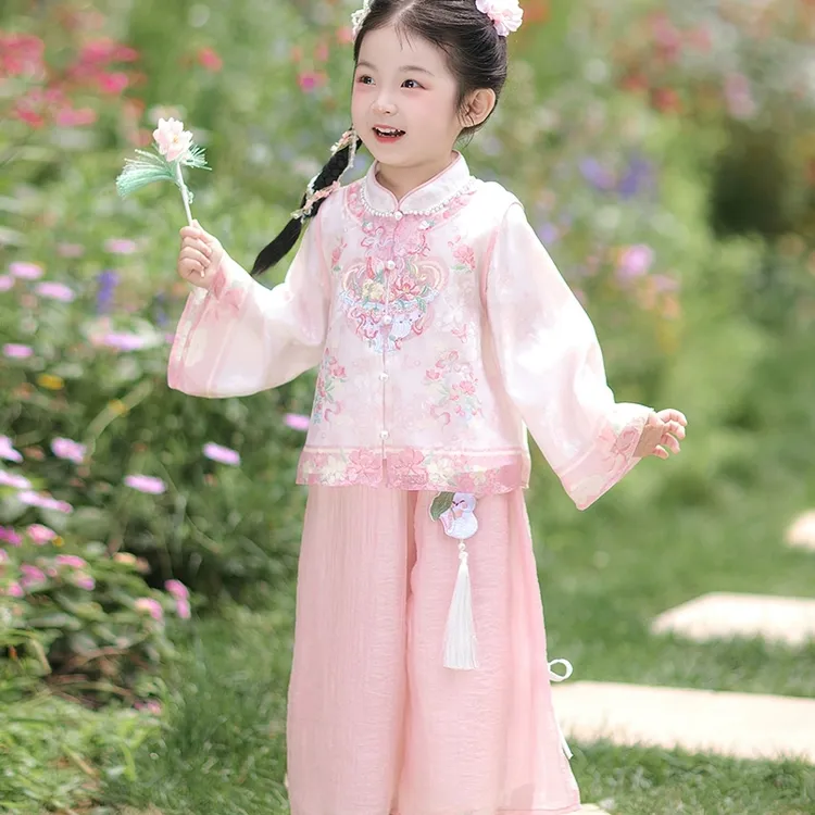 2025中秋新款中国风新中式儿童女童秋装汉服套装女孩超仙古风唐装