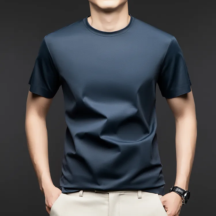 【优质·桑蚕丝】 2025新款男士时尚百搭无痕圆领短袖T恤简约高弹