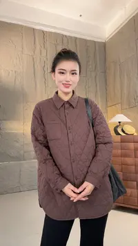 素格【544】冬季新款衬衫领菱格保暖棉服