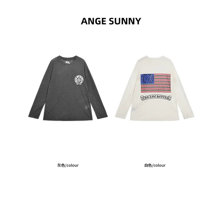 ANGE SUNNY【星旗印花长袖T恤】美式复古背后印花长袖上衣