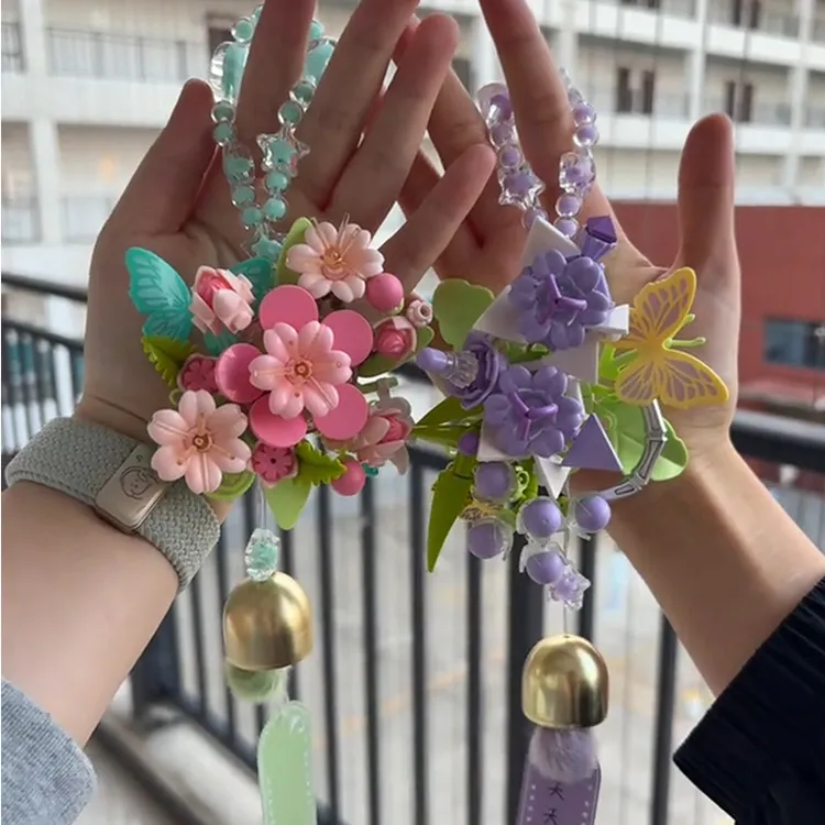 IBLOCK新品积木风铃拼装花朵永生花祈愿花送女朋友新奇特生日礼物