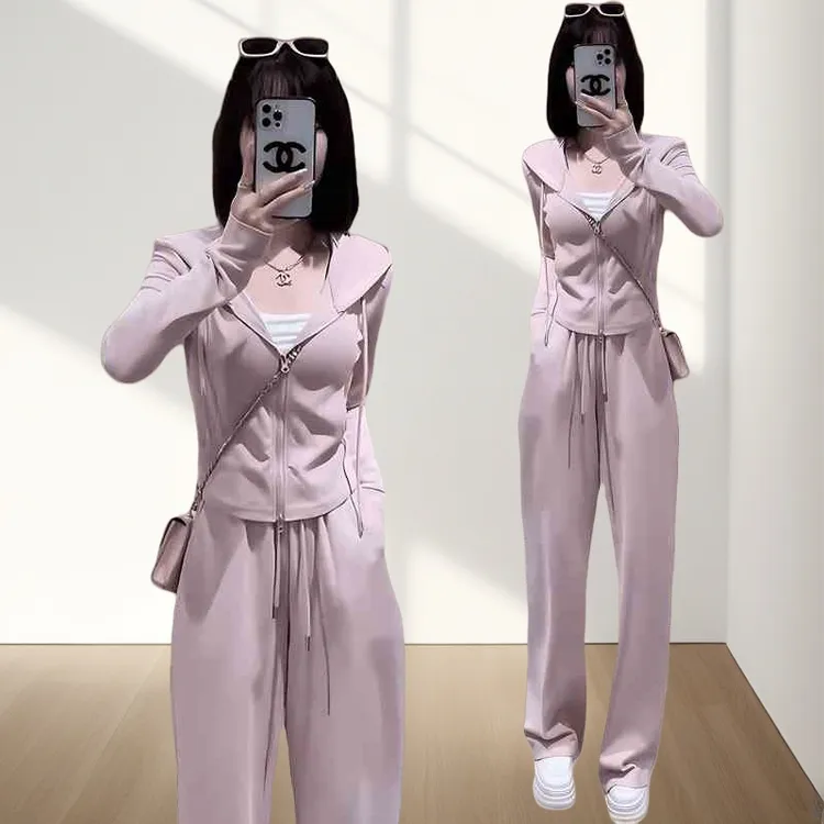 2025春秋新款两件套时尚套装运动休闲洋气百搭气质显瘦套装两件套