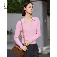 JZ玖姿【星线好物】JWEQ31019商场同款活力翻领羊毛针织衫女秋款