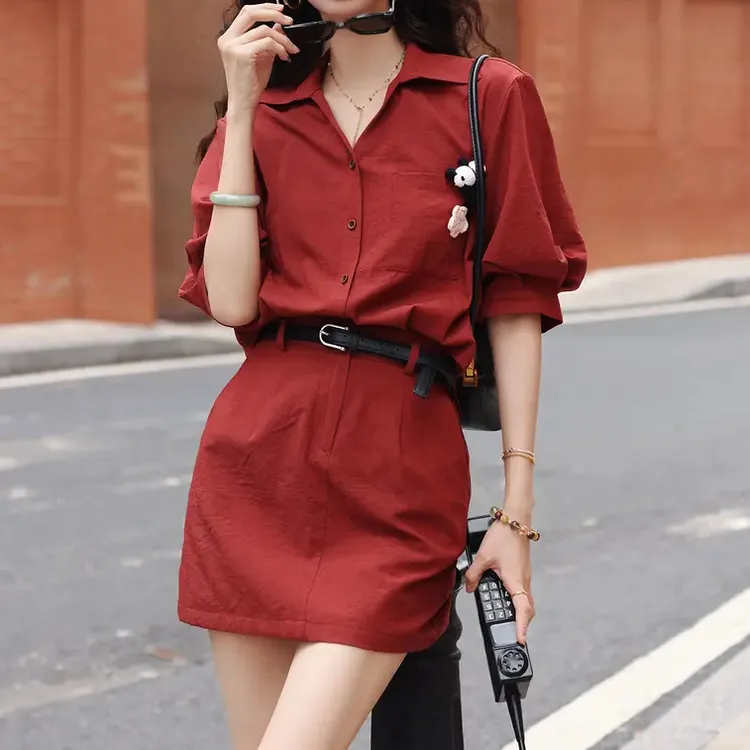 复古港风休闲夏季收腰显瘦连衣裙女