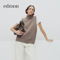 【商场同款】edition2025冬季新款拼皮领高领毛衣背心#EBE4SWT027