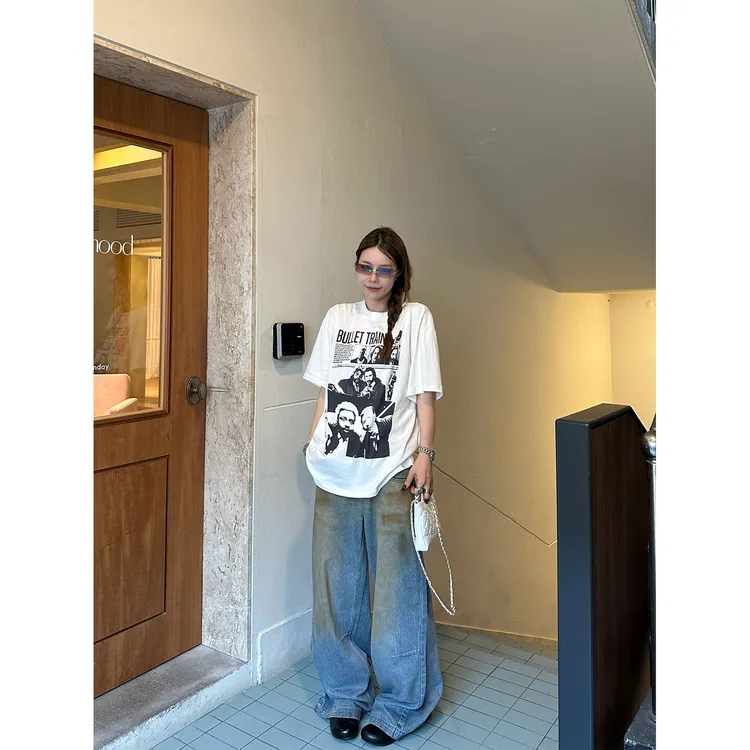 DYANGJUN【大地手稿】秋季新款脏染水洗牛仔裤