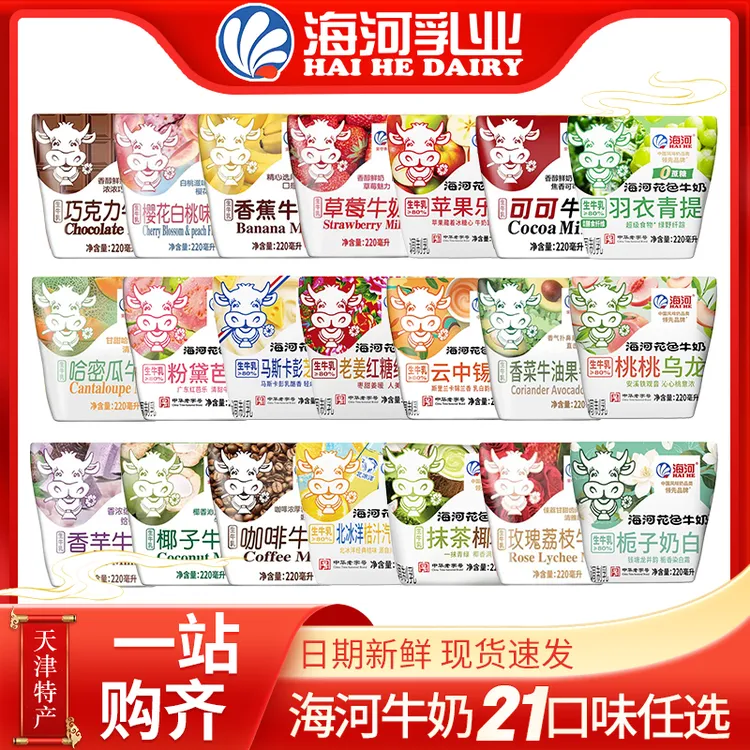 海河现货【新日期】口味全天津海河牛奶巧克力学生水果饮料整箱草莓