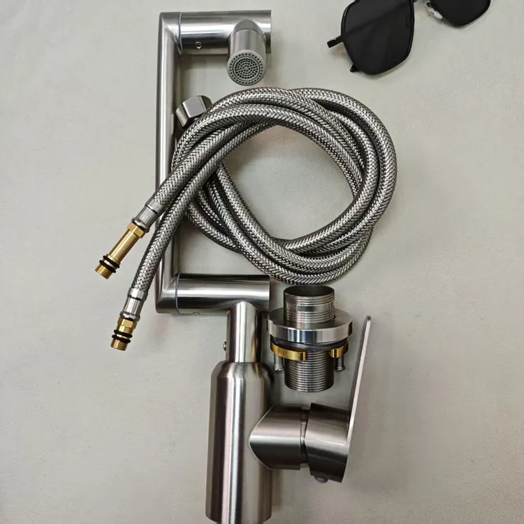 全钢卫生间多功能招财猫机械臂万向调节冷热水龙头面盆菜盆通用