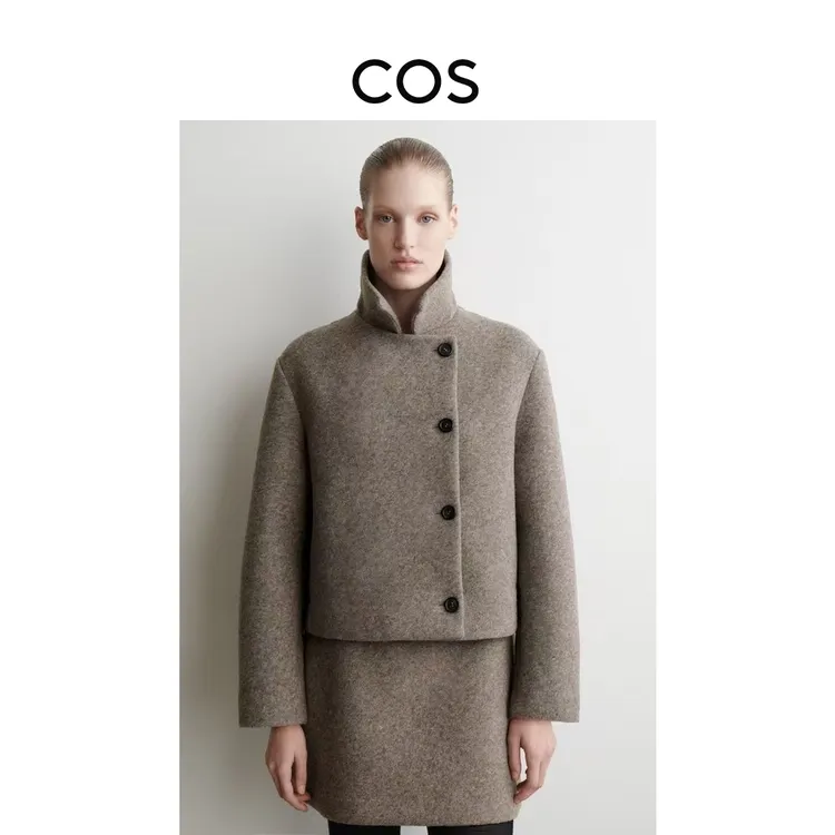 COS女装 标准版型短款立领外套米色2025秋季新品1308257002