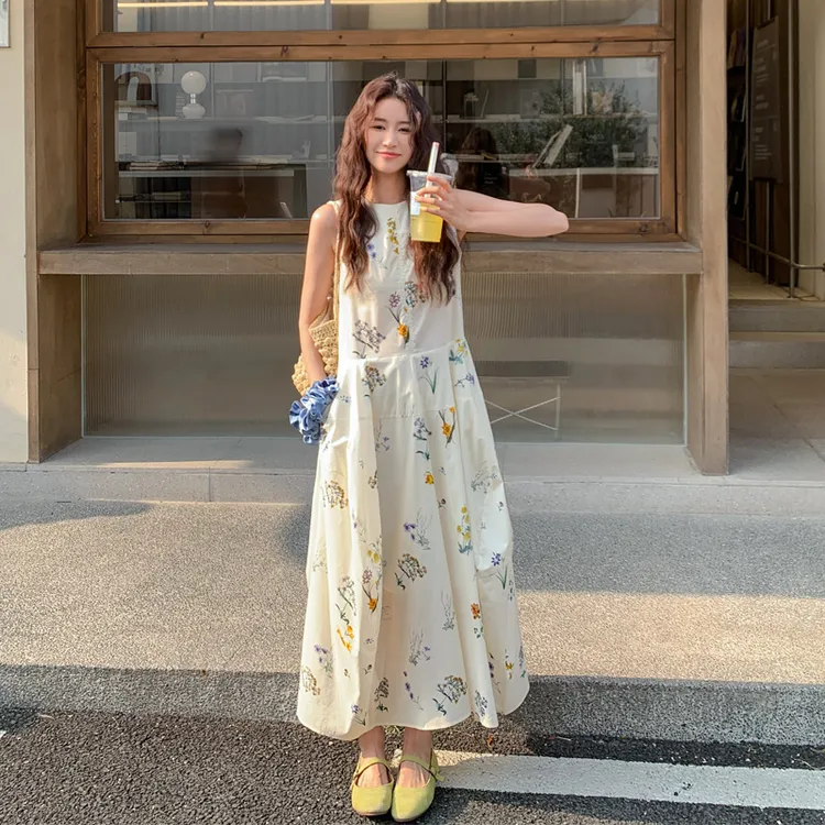甜美无袖雏菊碎花裙夏季女2025新款小众法式浪漫风氛围感连衣裙潮