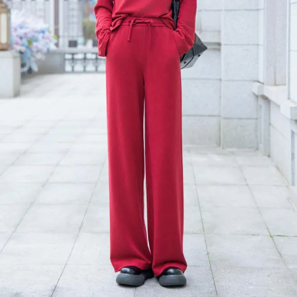 阿玛施AMASS【德绒裤子】时尚百搭显瘦松紧腰头直筒裤5100586