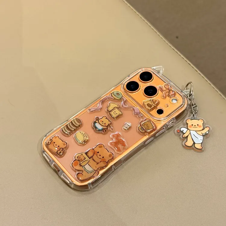 可爱猫耳朵黄油熊适用苹果17PROMAX手机壳16防摔15promax少女1514