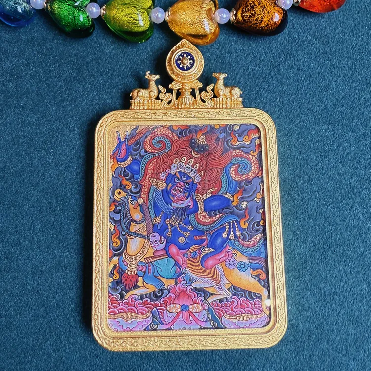 【藏地财宝唐卡】吉祥天母 热贡纯手绘唐卡4×5cm