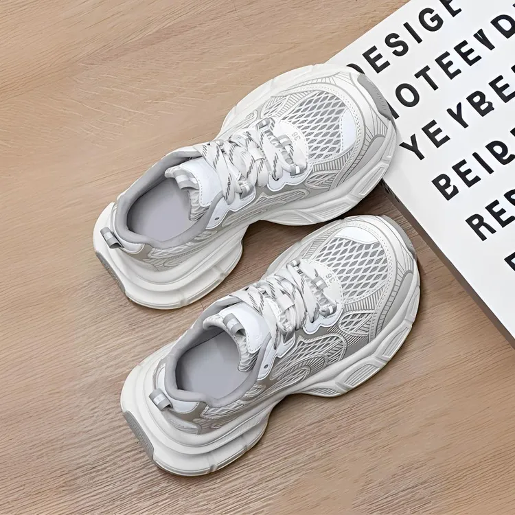 夏季单网老爹鞋女2025新爆款网面透气增高软底休闲厚底运动跑步鞋