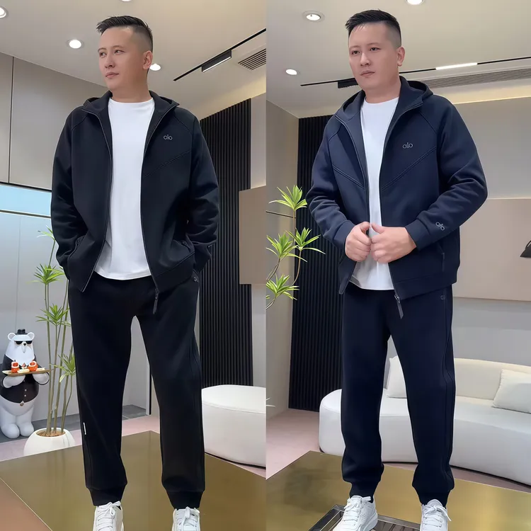 2025秋季高级感时尚休闲运动套装男士宽松百搭开衫外套卫裤两件套