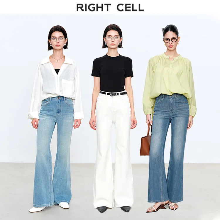 Rightcell 四面弹「超模裤」梨形显瘦直筒百搭微喇牛仔裤女