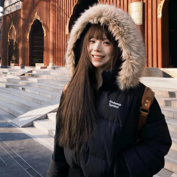 KSXN短款毛领连帽羽绒服冬季保暖收腰显瘦高级感外套