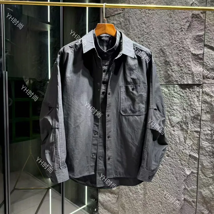 秋季新款时尚潮流男士工装假两件夹克宽松休闲百搭痞帅上衣外套