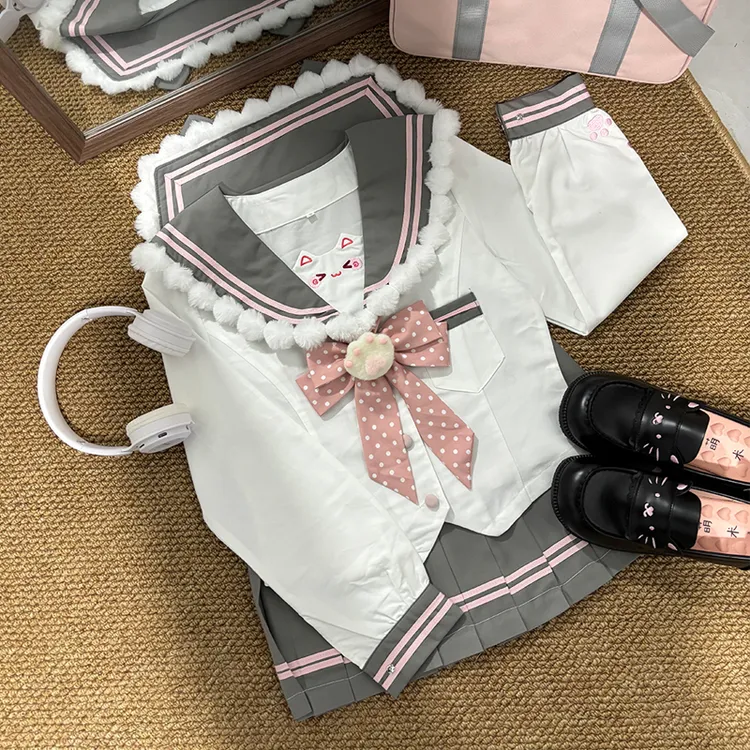 喵喵酱原创【冬日小猫】正版秋冬季小猫长袖学院风水手服
