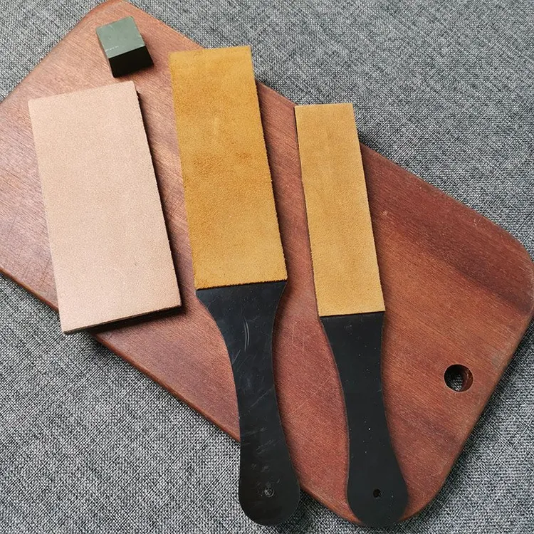 镜面抛光工具牛皮鞣革布头双面磨刀石户外研磨打磨板