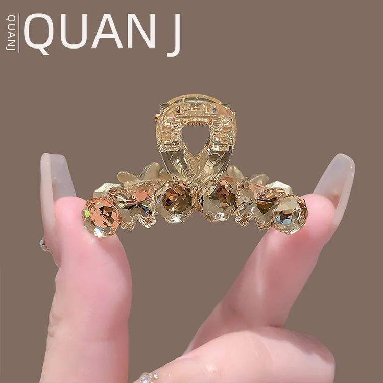 2025新款高级感水钻蝴蝶抓夹女前额精致碎发夹后脑勺半扎发头饰