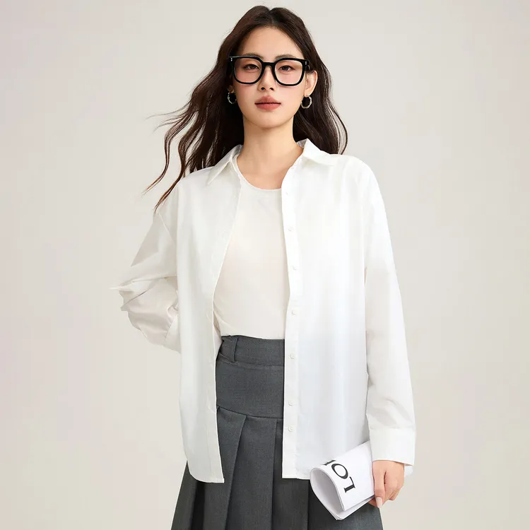 【章若楠抗皱衬衫】茵曼25年多色长袖衬衣时尚休闲百搭舒适衬衫