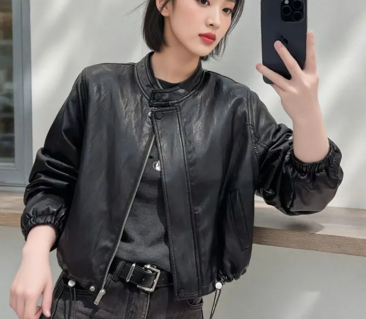 皮衣外套女2025秋冬新款时尚高级感加绒保暖洋气气质百搭夹克上衣