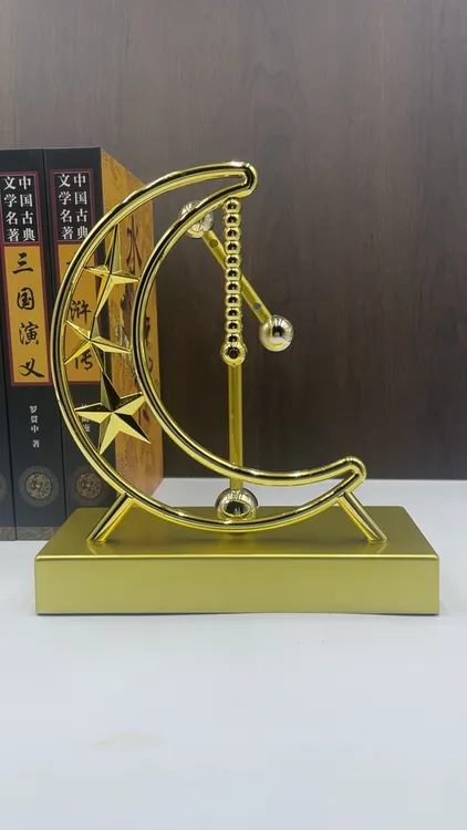 北欧风格月亮型创意物理永动摆件客厅展示柜摆件办公室家居装饰品