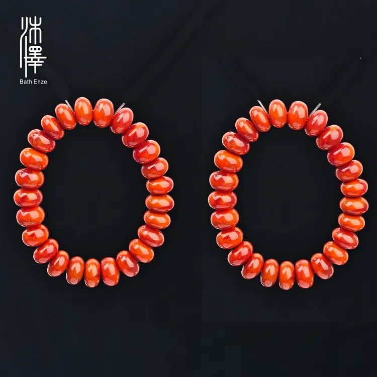 【财智玲珑】四川瓦西料牛血红南红算盘珠手串多样性发一