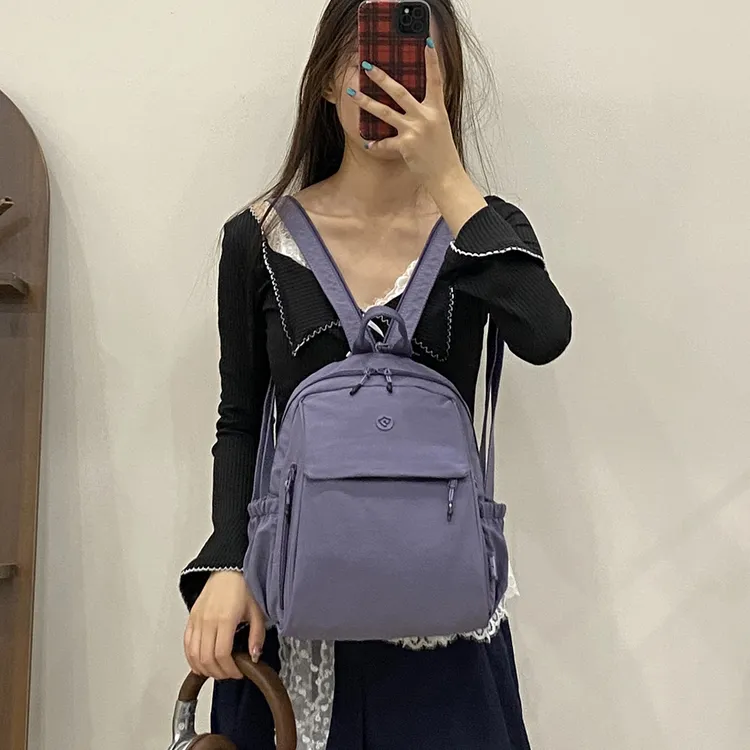 多功能胸包时尚双肩包女百搭尼龙帆布单肩包轻便休闲户外小背包