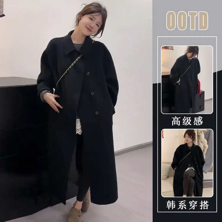 今年流行女装2025秋冬季新款韩系气质翻领毛呢外套中长款时尚大衣