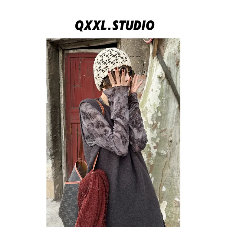 邱小小丽呀 秋冬新款韩版复古长袖蕾丝T恤女减龄显瘦洋气内搭上衣