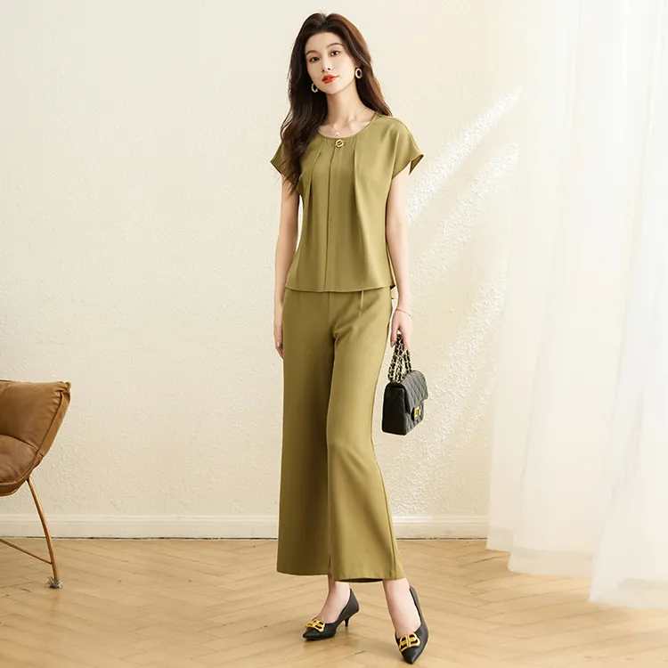 【上衣+裤子】21030优雅气质时尚大气减龄休闲收腰显瘦套裤M-4XL