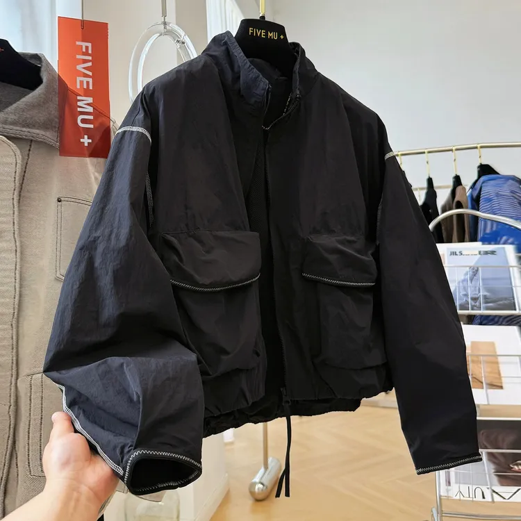 设计感独特别致休闲立领工装外套女秋季宽松高品质的韩系夹克上衣