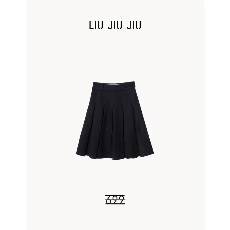 LIUJIUJIU 韩系学院高腰设计感百褶裙时尚减龄A字半身裙BQ5474L