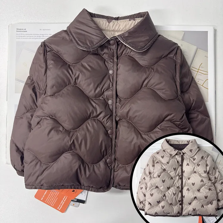 【三防双面穿衬衫羽绒 】婴儿童衣服宝宝羽绒外套秋冬白鸭绒轻薄KK